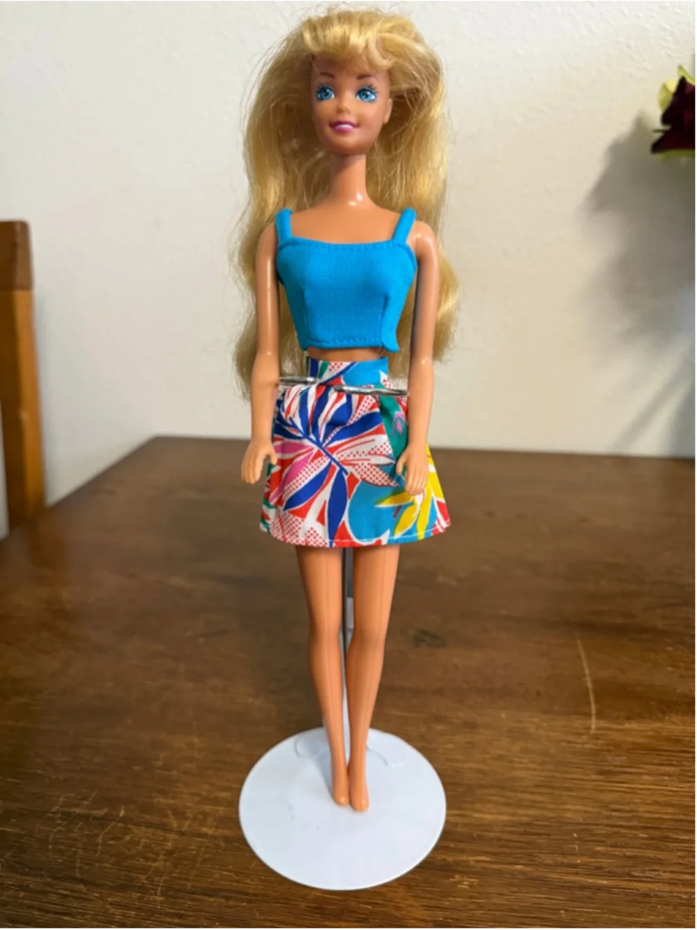 Vintage Barbie Doll 1966 Mattel China Blonde w/ Original 1993 Mattel Outfit Blue